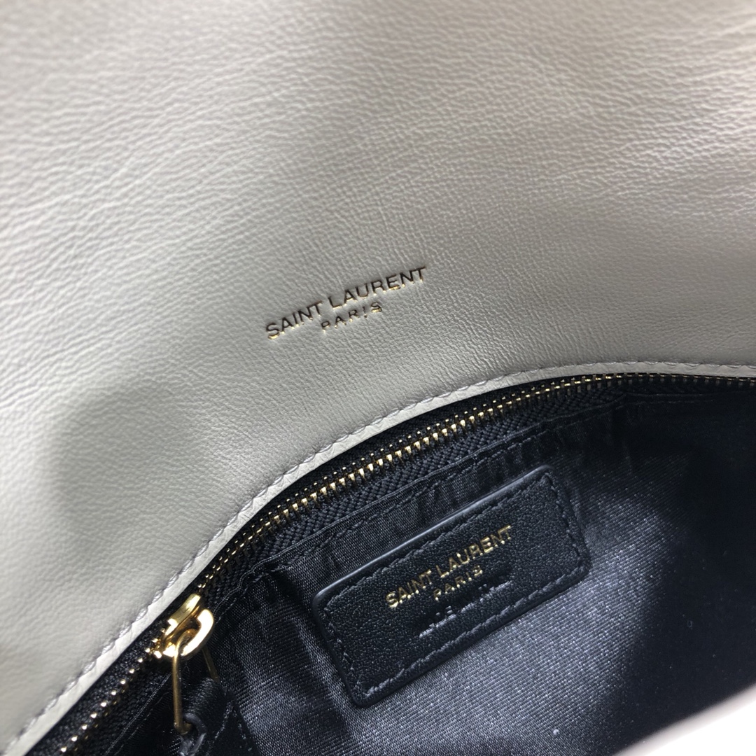 Saint Laurent Loulou Puffer Small Lambskin Shoulder Bag Handbag White 577476 Gold